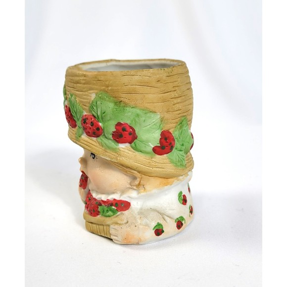 JASCO Sweet Keepers head vase Bisque PORCELAIN GIRL eating strawberries 1980 - Picture 7 of 8